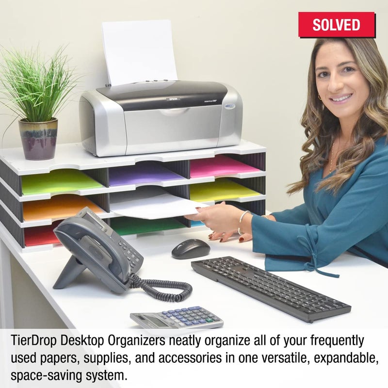 Ultimate Office TierDrop Desktop Organizer Document, Forms, Mail, and Classroom Sorter. 9 Letter Size Compartments with Optional Add-On Tiers for Easy Expansion - Gray w/Black - Image 3